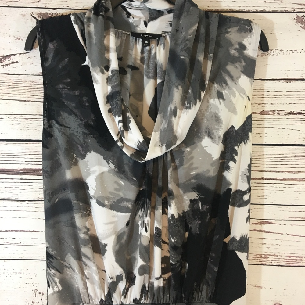 Express Tunic Cowl Neck Sleeveless Flower Top XS